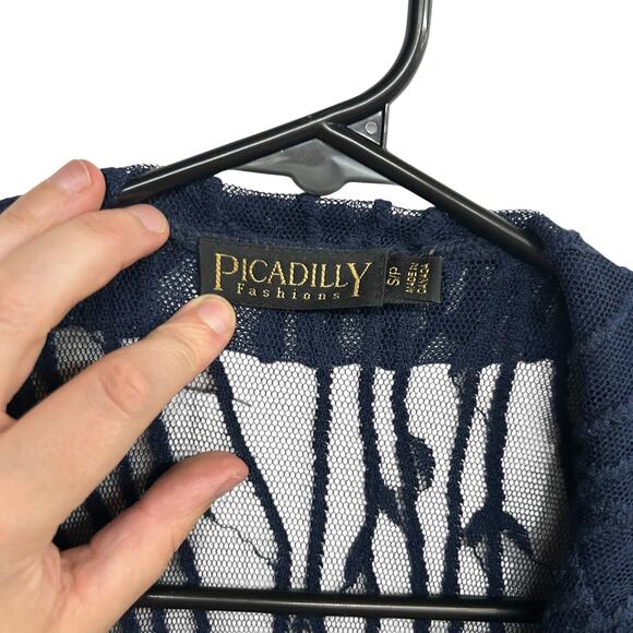 Romantic Glam Sheer Mesh Jacket Picadilly Fashions Navy Dark Feminine Size SP - Picture 5 of 5